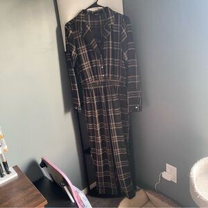 Forever 21 black plaid jumpsuit